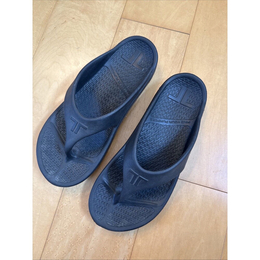 BLACK FLIP FLOPS Telic Footwear Recovery Arch Support Size 9  M/L Mens Slides